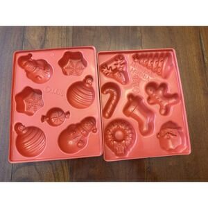 Lot Of 2 Holiday Jello Jiggler Molds Christmas Holiday Red